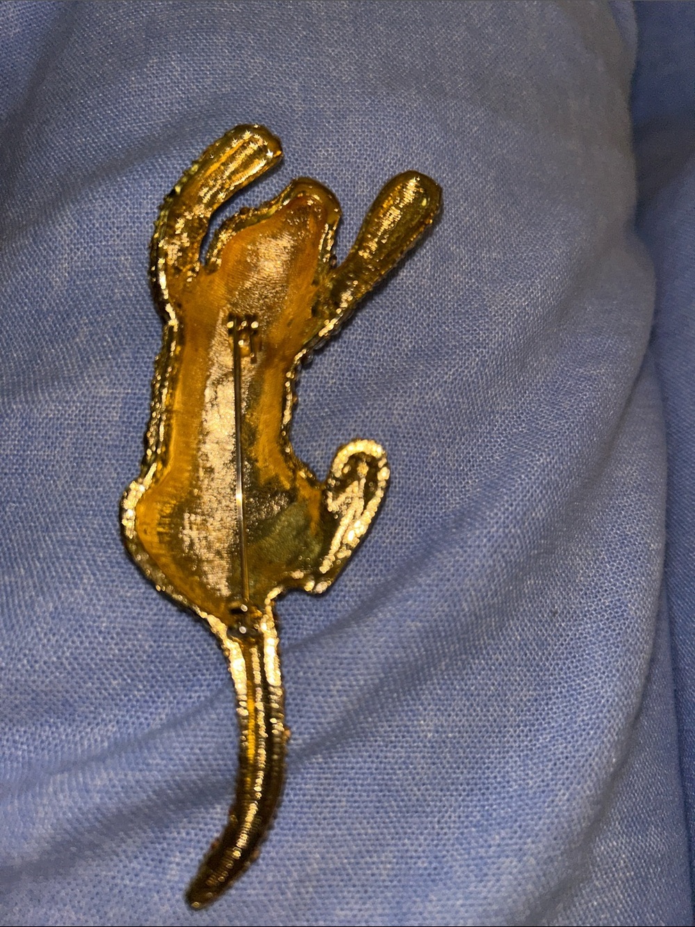 Gold Crystal Tiger Brooch with Black Stripe Detail - Picture 7 of 7